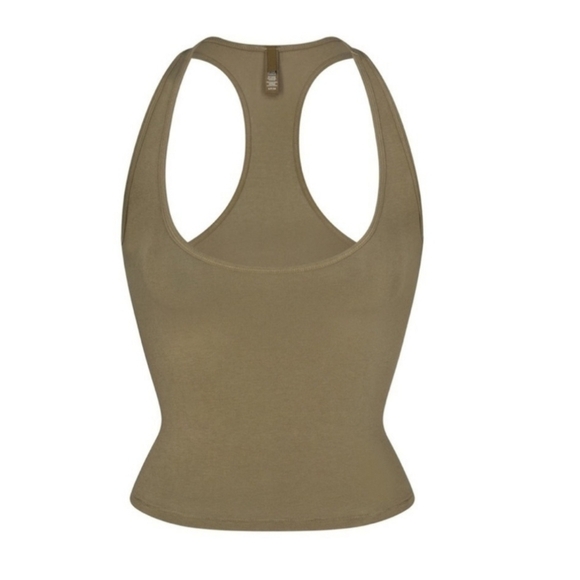 Skims New Vintage Cropped Tank Top Racerback Shirt Army Green 4X NWT - Picture 3 of 6